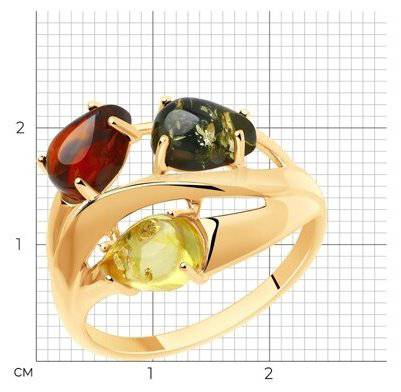 Кольцо Diamant 93-310-00456-2_19 размер 19 вес 2.68 г серебро, янтарь купить,16416