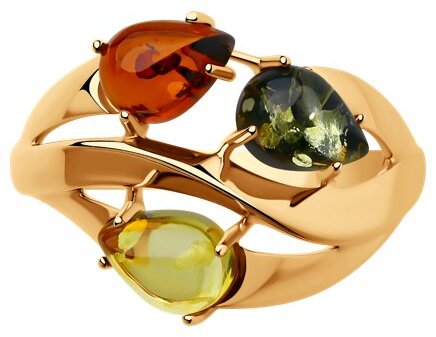 Кольцо Кольцо Diamant 93-310-00456-2 размер 17.5 вес 2.7 г серебро, янтарь купить,0