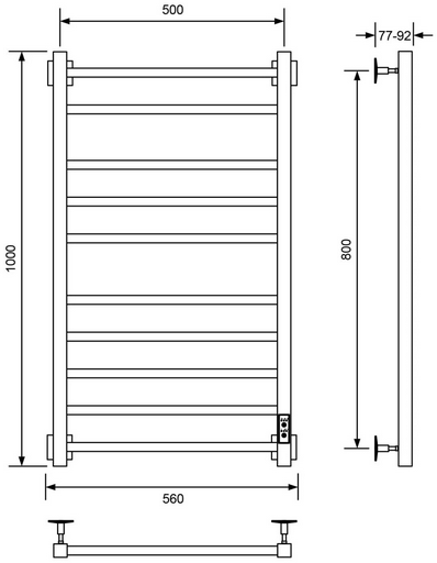 Полотенцесушитель Veconi Barro-B B10050B-B 50х100см черный