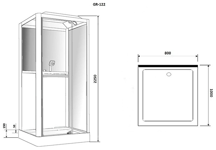 Душевая кабина Grossman GR122 80x100x225см белый