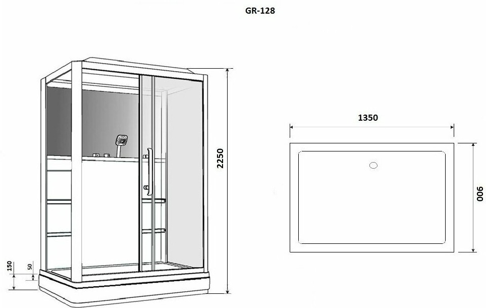 Кабина душевая Grossman GR128R 90x135x225см белый купить,NaN