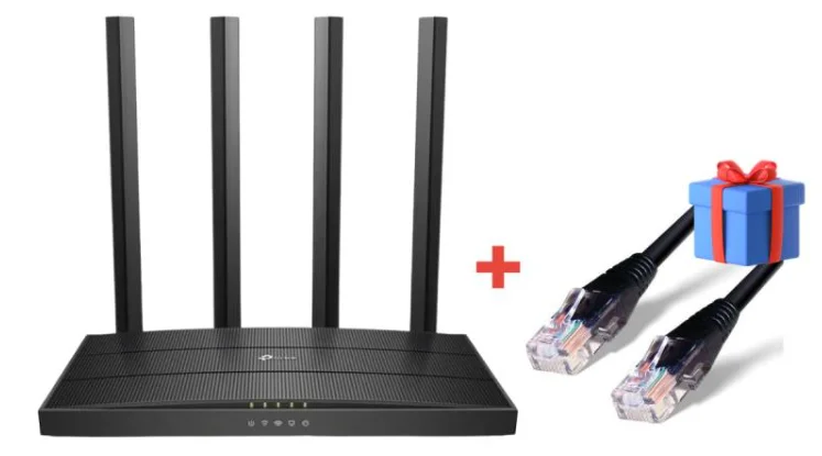 Маршрутизатор Wi-Fi TP-Link Archer A6 + Патч Корд Ship Cat.6 UTP LSZH RJ-45 3 м S6025BK0300-P
