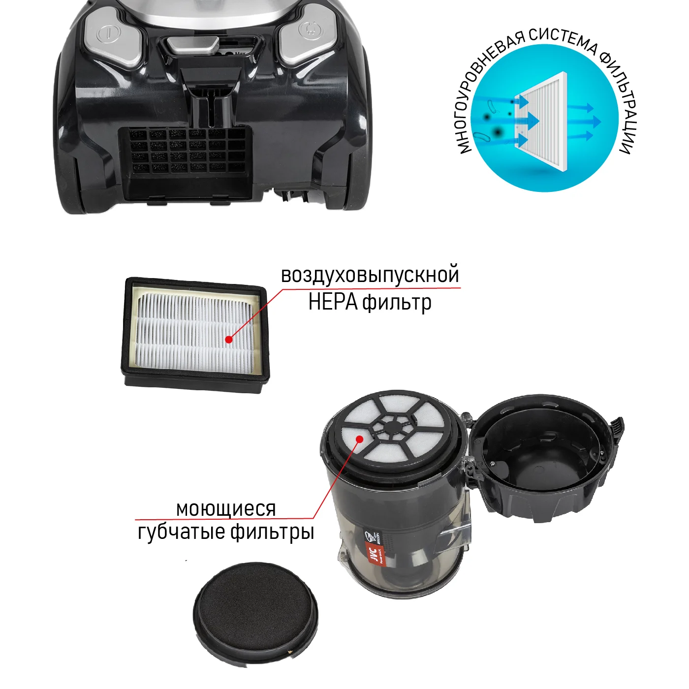 Пылесос JVC JH-VC411 черный купить,0