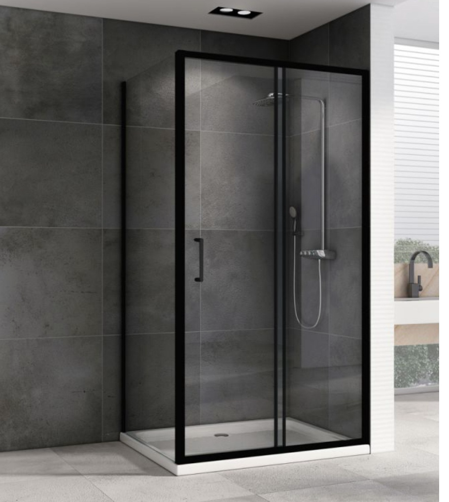 Уголок душевой Abber Schwarzer Diamant AG30150B5-S100B5 100х190см черный купить,428400