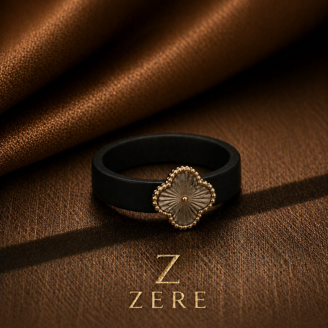 Кольцо Zere черное с Van Cleef 18/19р 1.11гр купить,88300