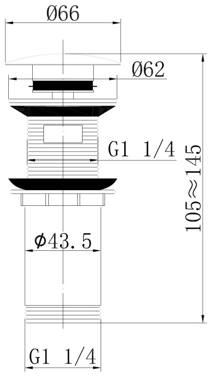 Клапан донный Abber AF0010NG 6.6х14.5см серый купить,30400