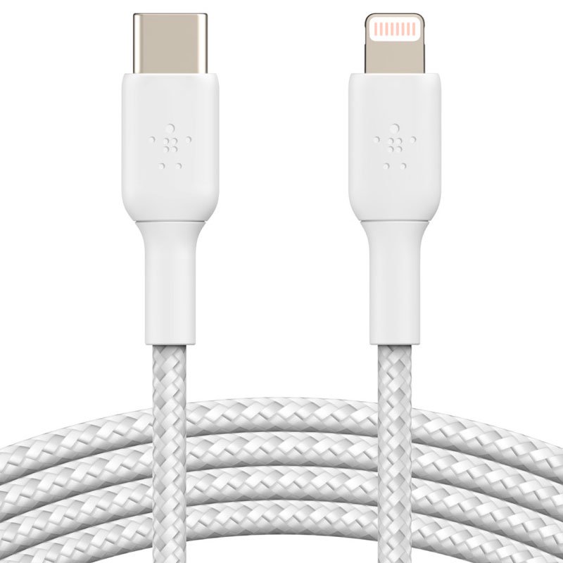 Кабель Belkin Lightning - USB-С 2м Braided CAA004bt2MWH белый купить,0