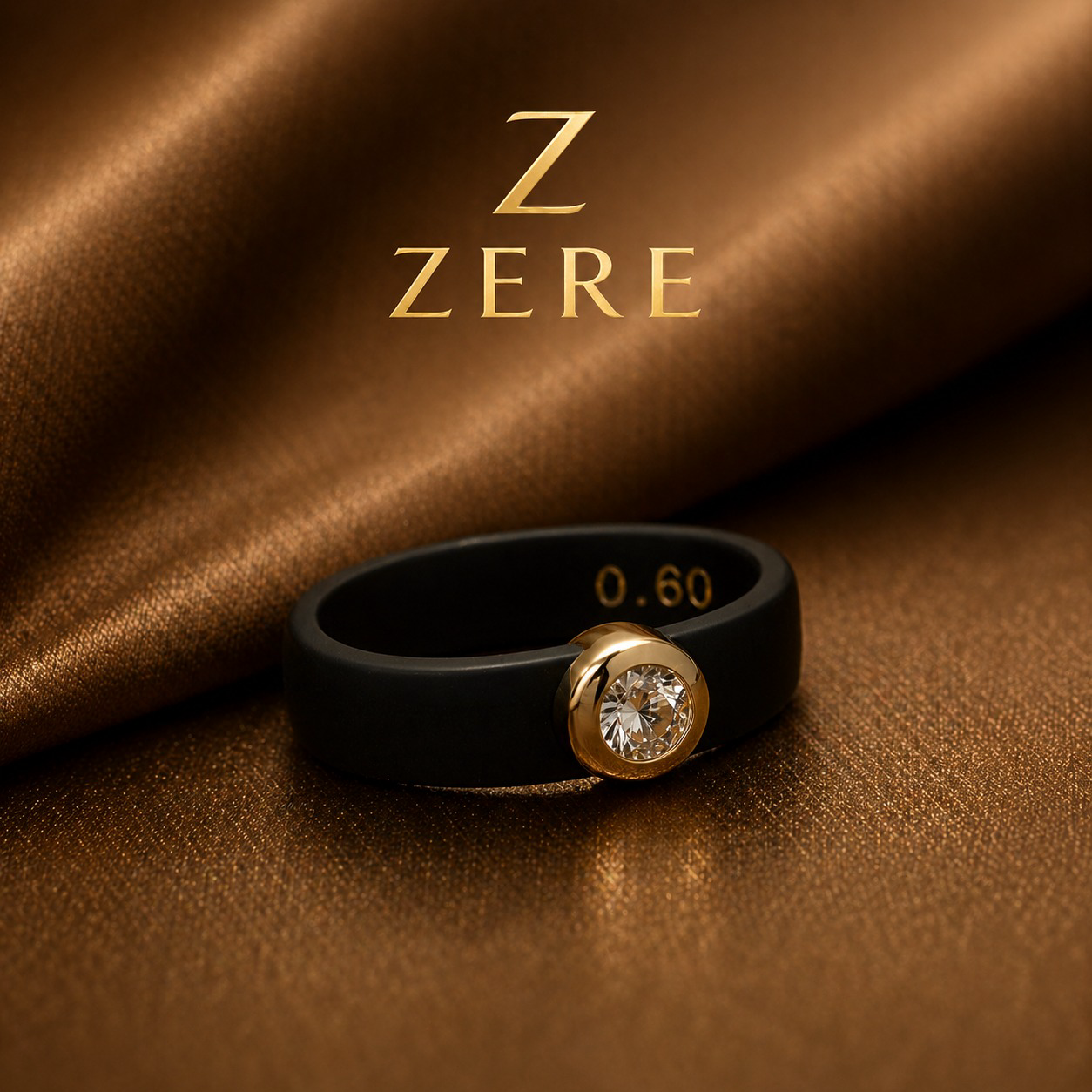 Кольцо Zere чёрное с камнем 18/19р 0.6гр  купить,52300