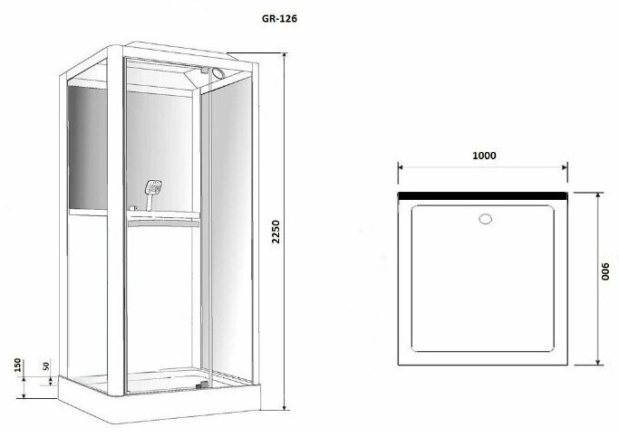 Кабина душевая Grossman GR126 90x100x225см серый купить,NaN