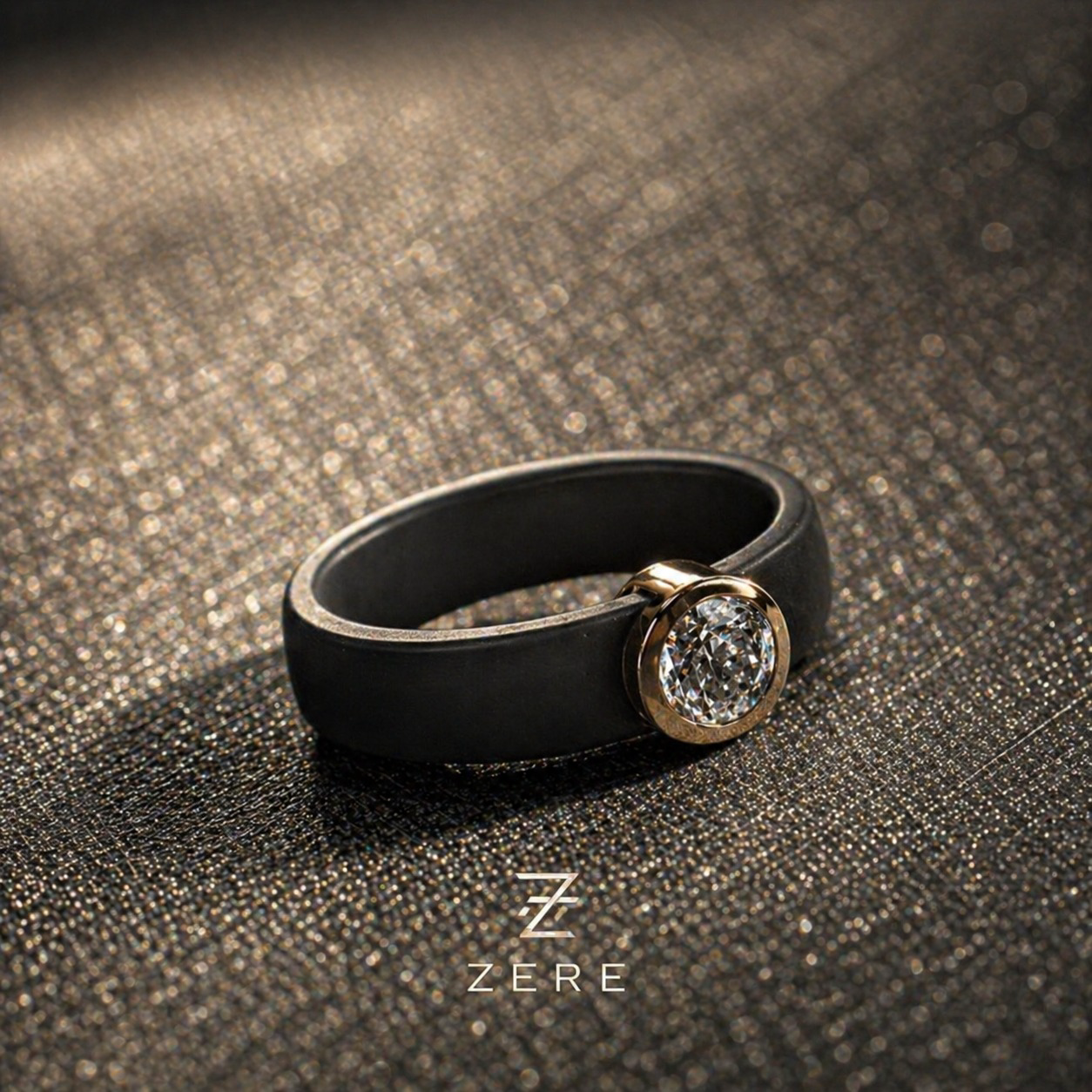 Кольцо Zere чёрное с камнем 18/19р 0.69гр  купить,54150