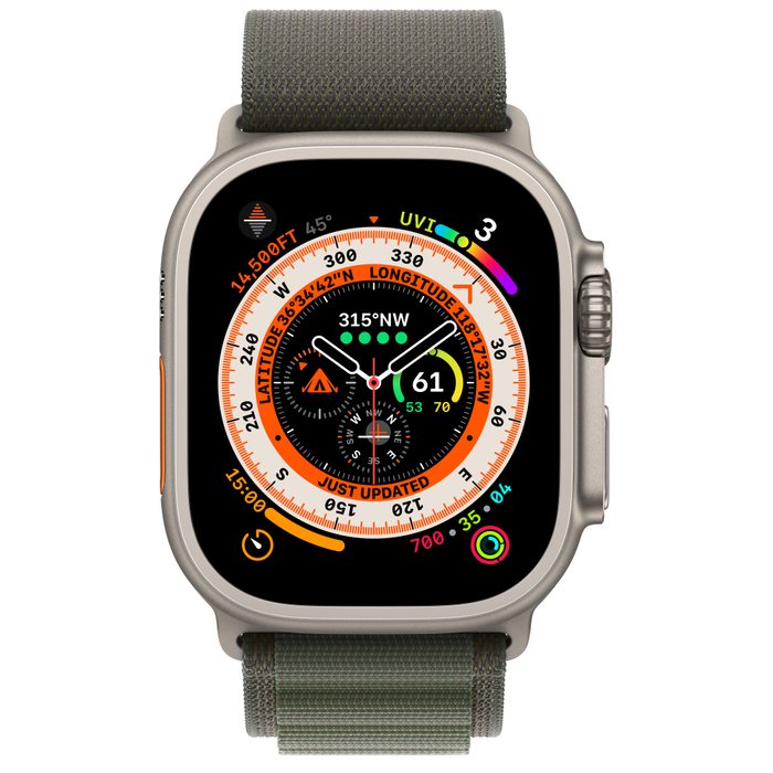 Смарт-часы Apple Watch Ultra Cellular 49mm Medium MQFN3 Titanium with Green Alpine Loop