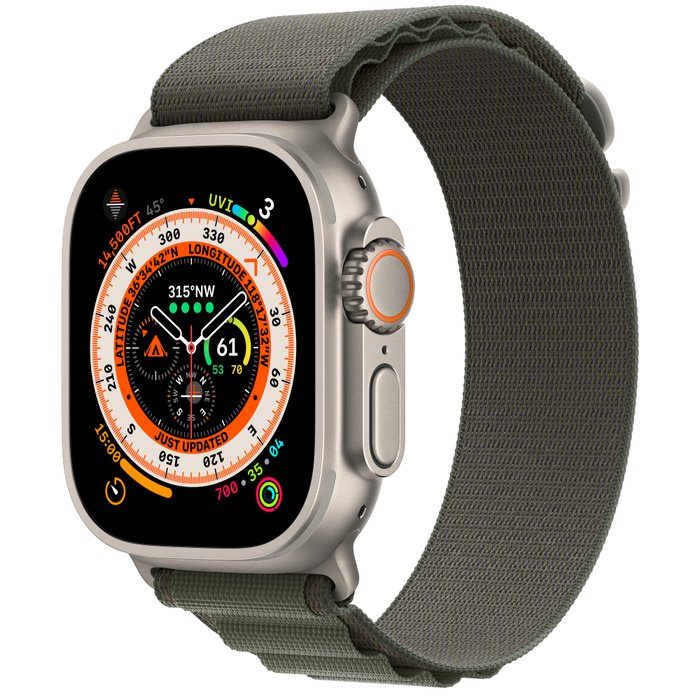 Смарт-часы Apple Watch Ultra Cellular 49mm Medium MQFN3 Titanium with Green Alpine Loop