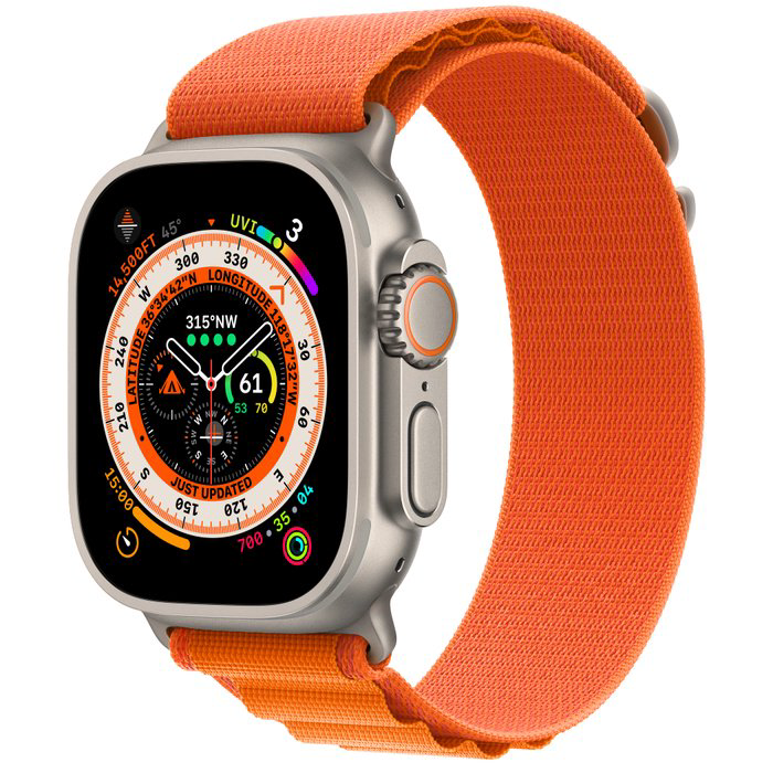 Смарт-часы Apple Watch Ultra Cellular 49mm Medium MQFL3 Titanium with Orange Alpine Loop купить,NaN