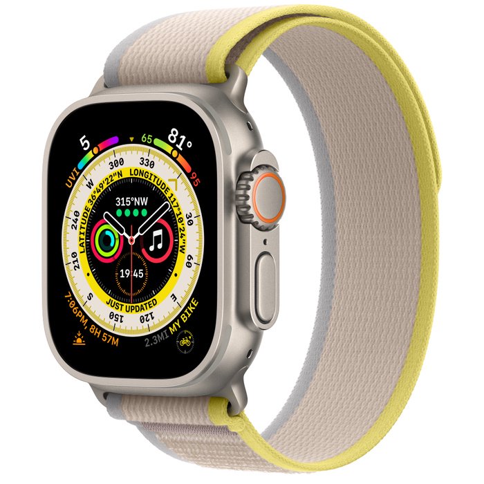 Смарт-часы Apple Watch Ultra 49mm MNHD3LL/A Titanium with Yellow/Beige Trail Loop