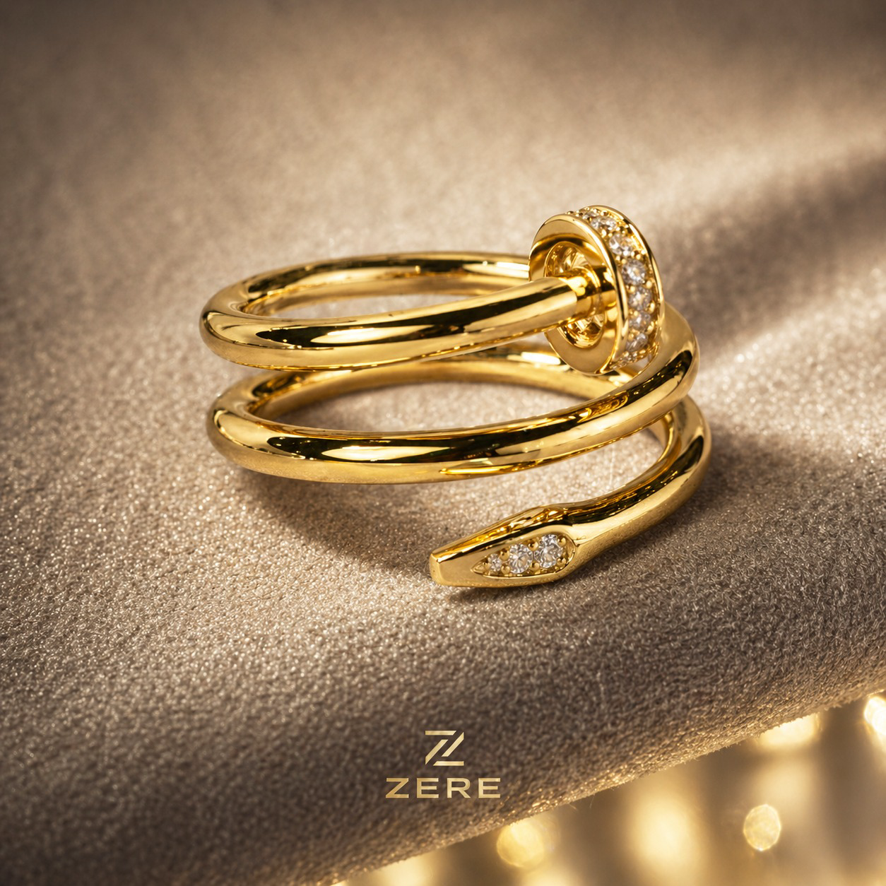 Кольцо Zere гвоздь с камнями 17.5р 2.91гр купить,243925