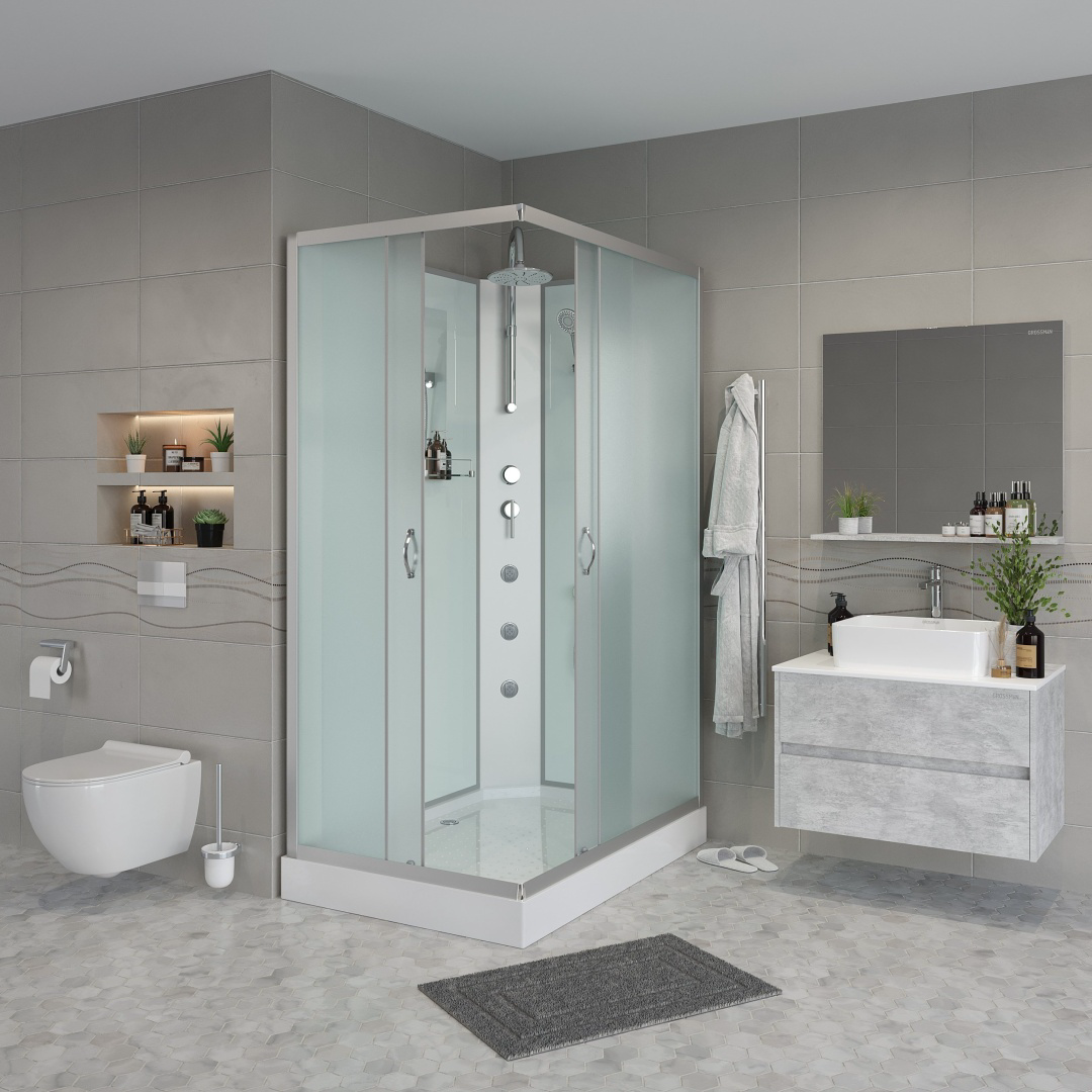 Кабина душевая Niagara NG-43295-14QBKTG 120х90х215см серый