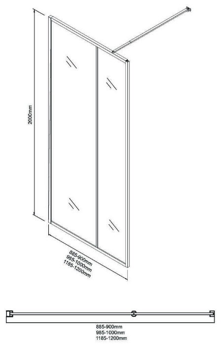 Перегородка душевая Niagara Nova NG-481-12FBLACK 120х200см черный