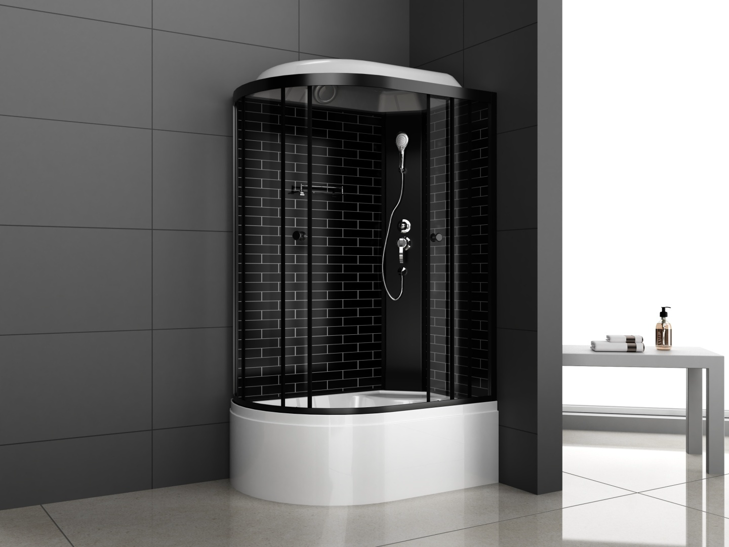 Кабина душевая ODA 5006L Р 120х80х215см черный