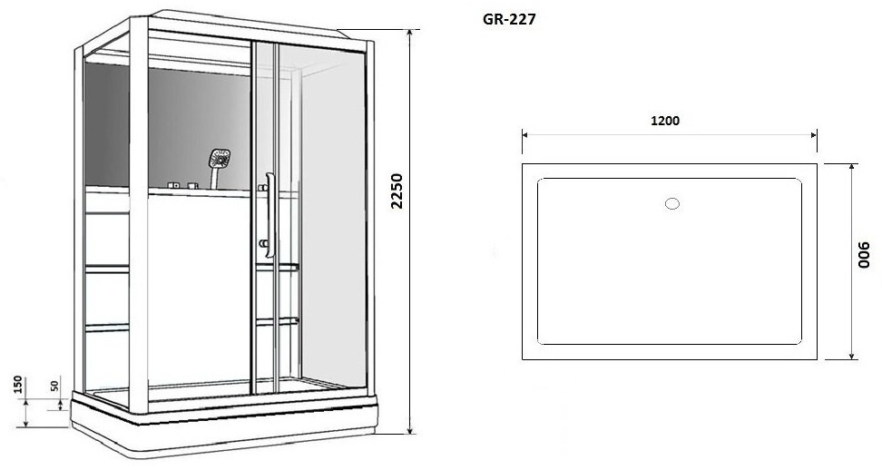 Кабина душеввая Grossman GR227L 90x120x225см черный купить,NaN