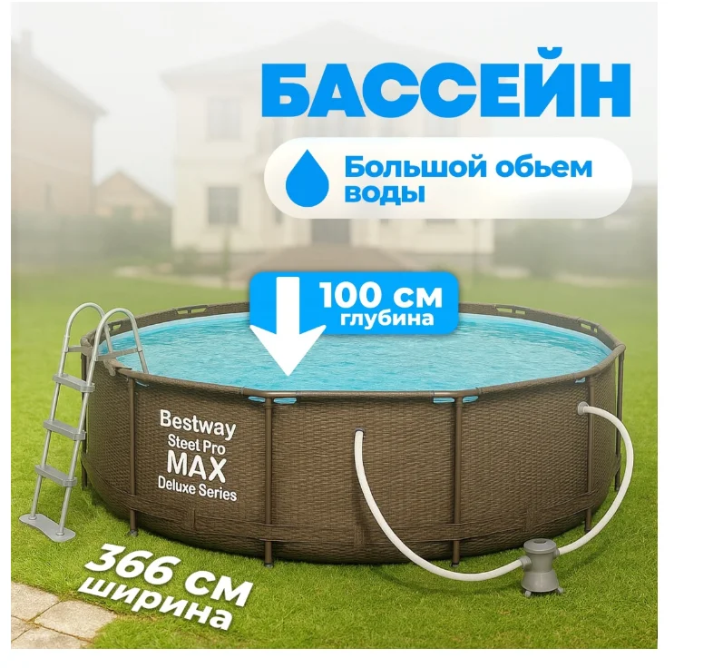 Бассейн каркасный Bestway Steel Pro Max 56709 9150л - ForteMarket Бассейн каркасный Bestway Steel Pro Max 56709 9150л купить,0