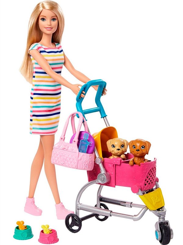 Кукла Barbie Барби с щенком в коляске GHV92 купить,NaN
