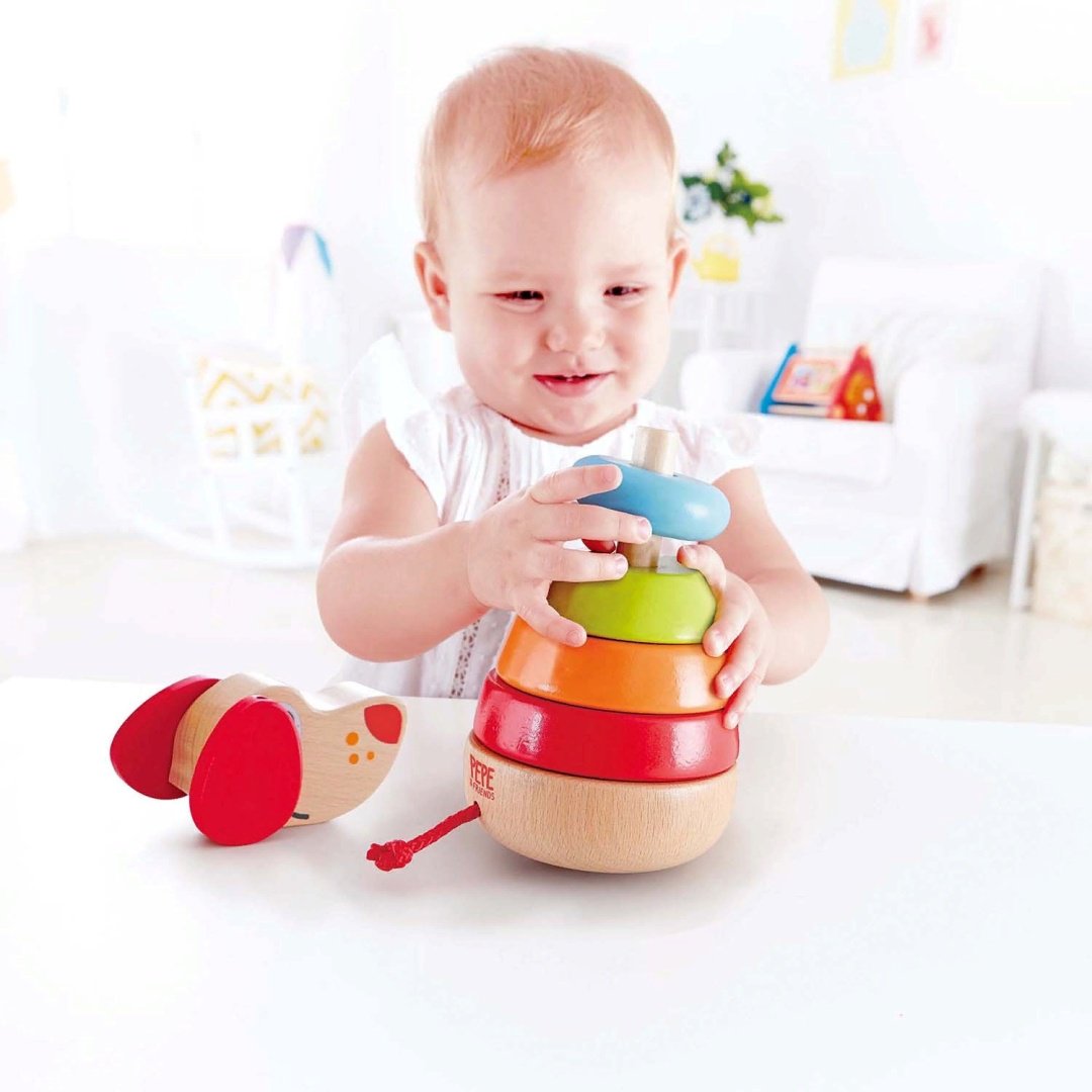 Hape Деревянная кольцевая пирамидка Пепе E0448 купить,NaN