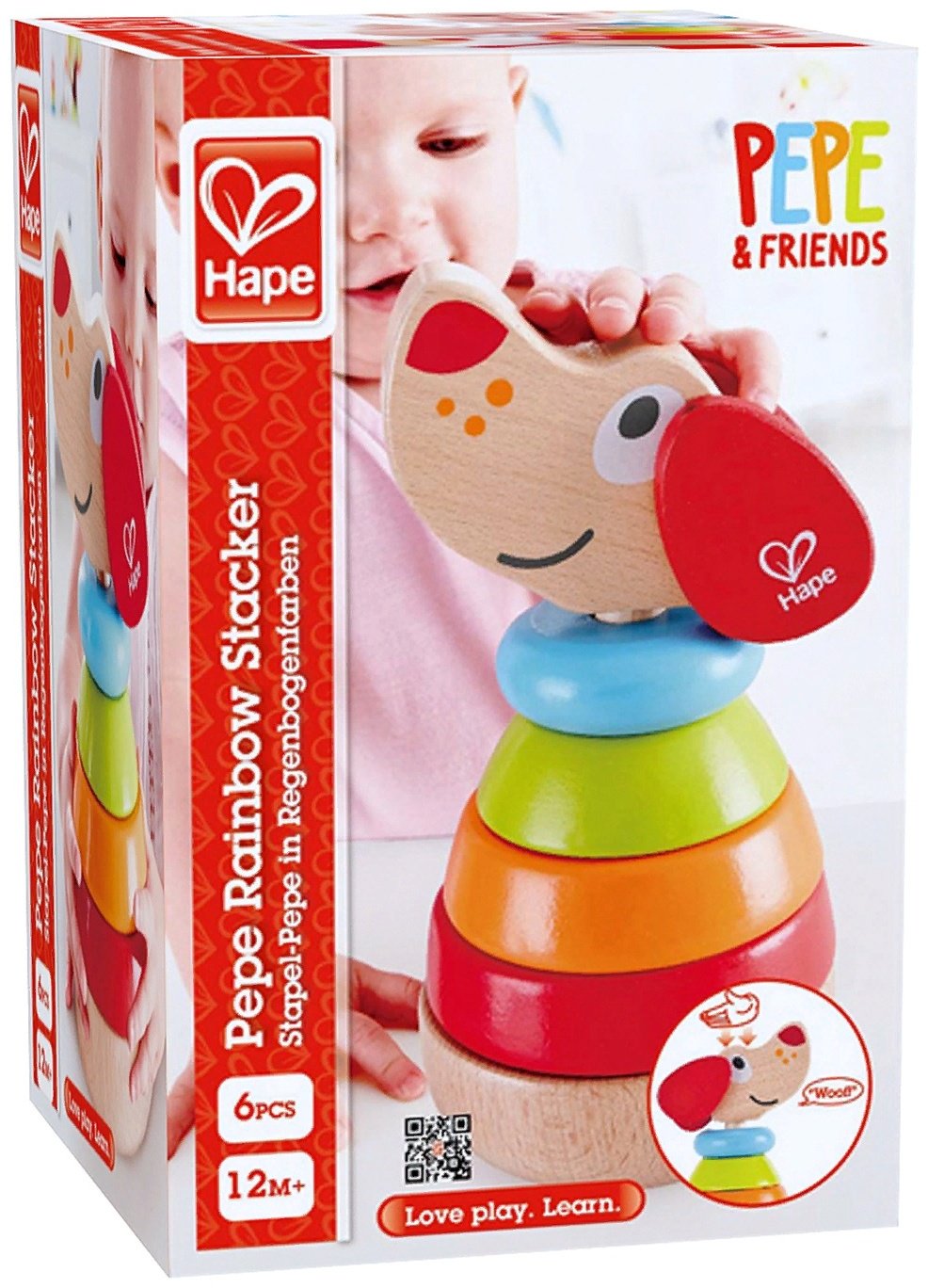 Hape Деревянная кольцевая пирамидка Пепе E0448 купить,NaN