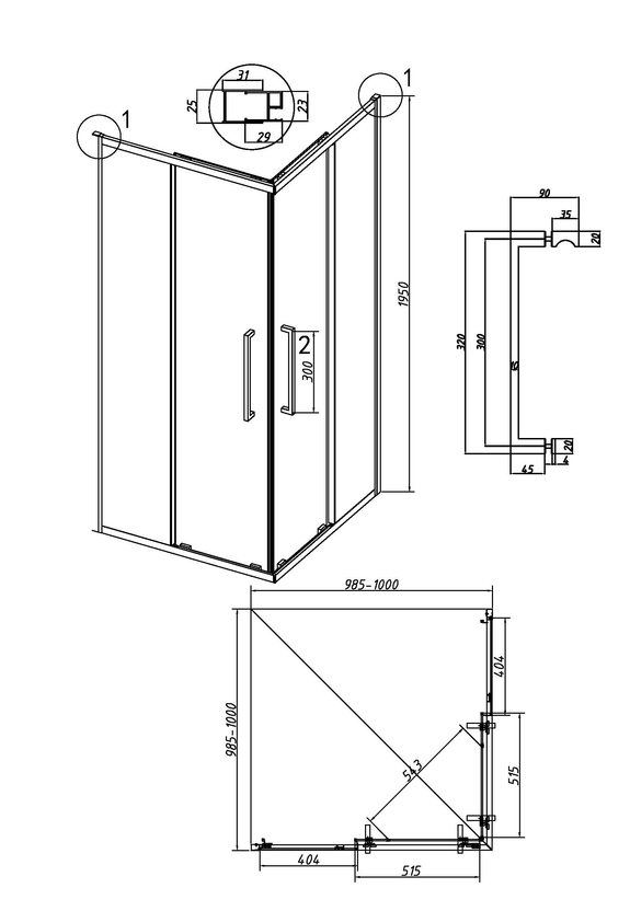 Душевое ограждение Grossman Cosmo 300.K33.02.1010.32.00 100х100х195см купить,NaN