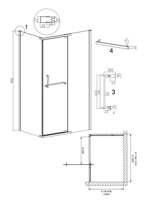 Душевое ограждение Grossman Pragma 120.K33.03.1280.21.00 120х80х195см купить,412500