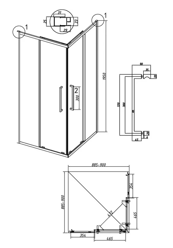 Душевое ограждение Grossman Cosmo 300.K33.02.9090.10.00 90х90х195см