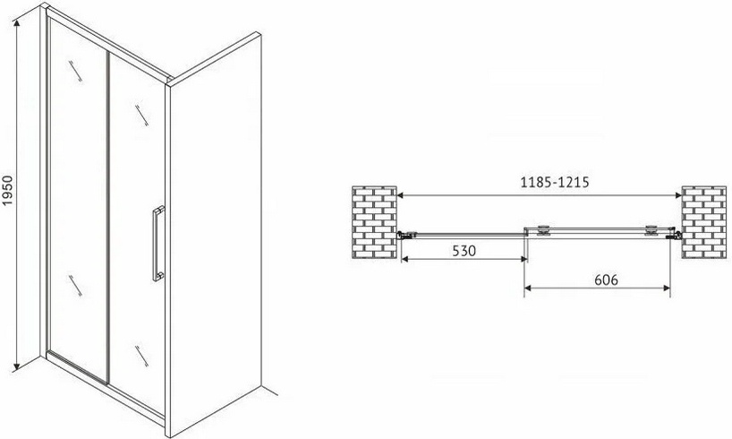 Дверь душевая Abber Schwarzer Diamant AG30120MH 120х195см серый