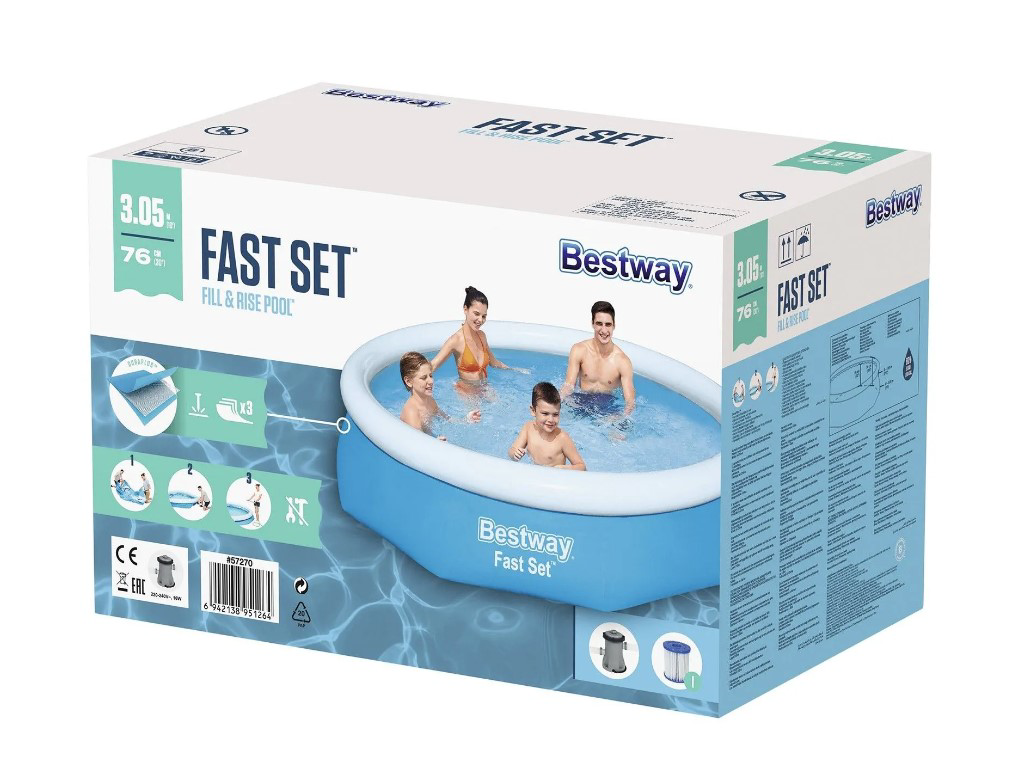Бассейн надувной Bestway Fast Set 57270 голубой