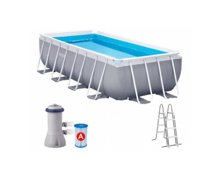 Бассейн каркасный Intex Prism Frame Rectangular Premium Pool Set 26788NP серый