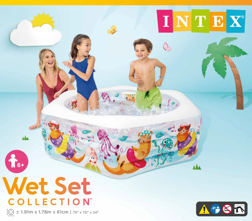 Бассейн надувной детский Intex Happy Otter 56493NP разноцветный