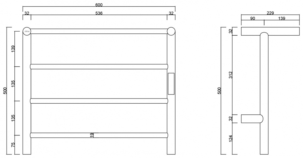 Полотенцесушитель электрический Abber Standard AH4614 60х50см хром