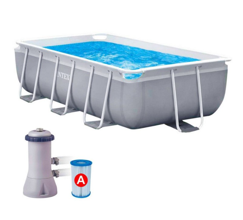 Бассейн каркасный Intex Prism Frame Rectangular Premium Pool Set 26784NP серый купить,NaN