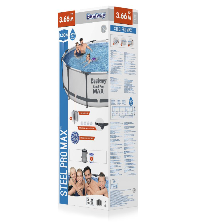 Бассейн каркасный Bestway Steel Pro MAX 56260 серый