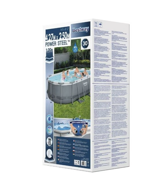 Бассейн каркасный Bestway Power Steel Oval 56620 серый