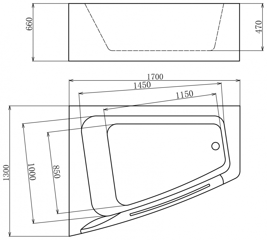 Ванна Gemy G9056 K L 170х130х66см белый купить,NaN