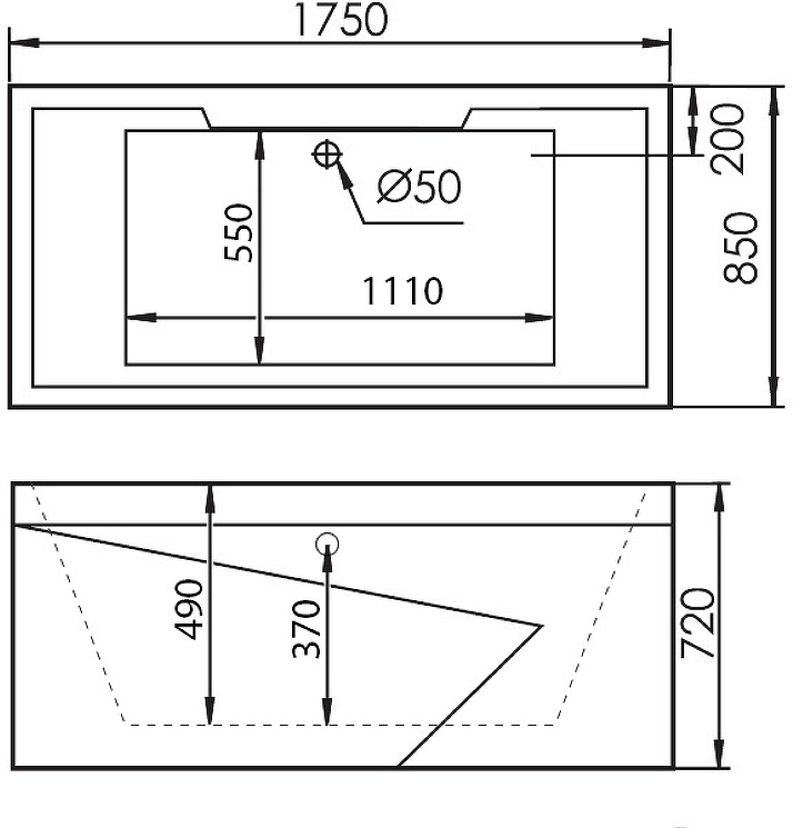 Ванна Gemy G9065 K R 175х85х72см белый