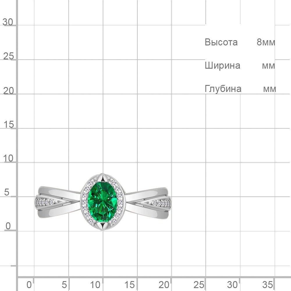Кольцо AQUAMARINE 65782Г.5 размер 18.5 вес 2.49 г серебро, фианит, наноизумруд купить,32585