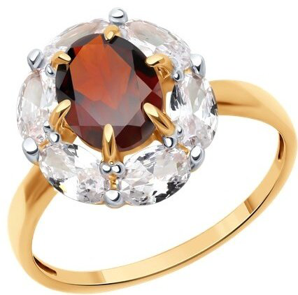 Кольцо Diamant 51-310-02291-2_19 размер 19 вес 2.88 г золото, гранат купить,202465