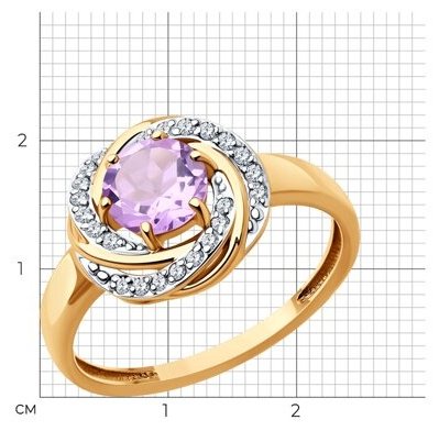 Кольцо Diamant 51-310-02281-4_18 размер 18 вес 2.6 г золото, аметист купить,217103