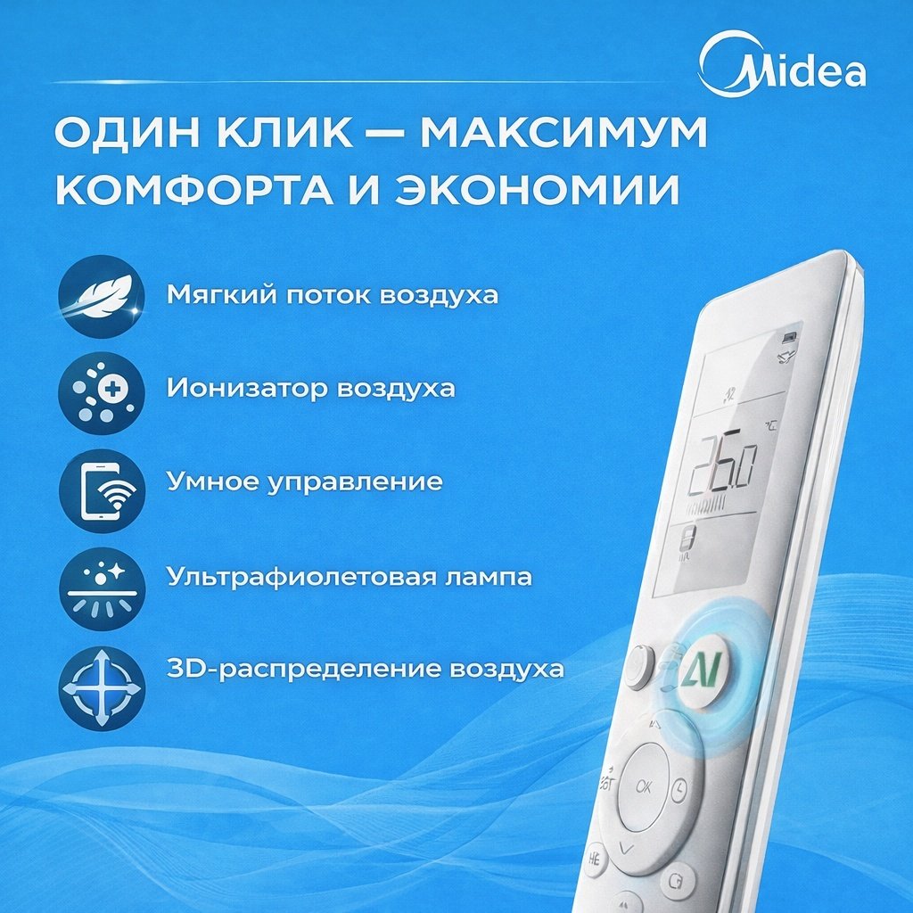 Кондиционер Midea CB1-09HRFN8-I белый купить,NaN