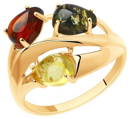 Кольцо Diamant 93-310-00456-2 размер 18 вес 2.56 г серебро, янтарь