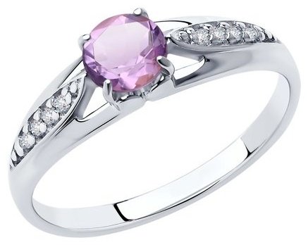 Кольцо Diamant 94-310-00498-1 размер 16.5 вес 1.55 г серебро, аметист, фианит, цирконий купить,17109