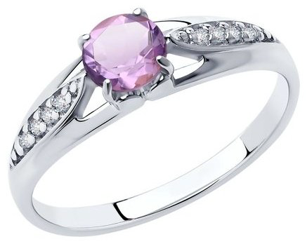 Кольцо Diamant 94-310-00498-1 размер 16.5 вес 1.55 г серебро, аметист, фианит, цирконий купить,17109