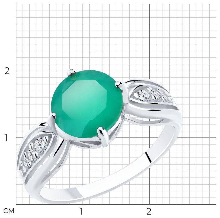 Кольцо Diamant 94-310-00408-1_165 размер 16.5 вес 2.4 г серебро, агат купить,18468