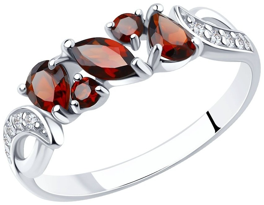 Кольцо SOKOLOV 92011594 размер 17 вес 1.24 г серебро, гранат, фианит купить,16416
