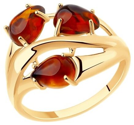 Кольцо Diamant 93-310-00456-1 размер 17 вес 2.69 г серебро, янтарь купить,NaN